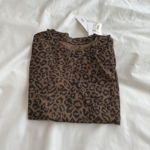 leopard print/夏薄款天丝豹纹基础速干面膜衣圆领短袖T恤女