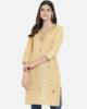 印度服饰女刺绣民族风上衣中长款七分袖日常服薄款棉麻 黄色