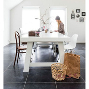 北欧白色餐桌简约现代设计师桌创意极简书桌长方形办公定制会议桌