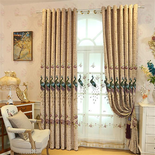 高档欧式雪尼尔绣花窗帘成品布料，简约现代客厅卧室，遮光落地飘窗纱