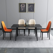 现代简约长方形餐桌6人大小户型饭桌组装岩板桌子金属框架经济型