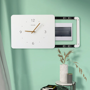 北欧电表箱装饰画带钟表推拉式竖款时钟开e关空气，免遮挡配电箱打