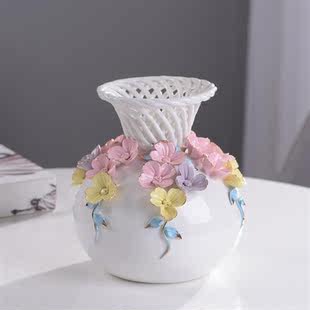 贾思德家居饰品摆件欧式圆花瓶创意陶瓷器花插工艺品摆设餐桌花瓶