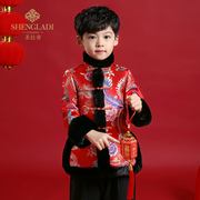 连衣裙宝宝男秋季中国风，童装洋气汉服，男童唐装套装加厚过年棉服