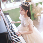 儿童主持人女孩主持人钢琴演出服，公主裙蓬蓬，纱花童洋气婚纱礼服春