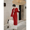 新中式国风改良旗袍连衣裙女冬季小个子红色敬酒服结婚订婚礼服裙