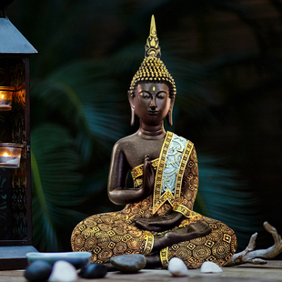 东南亚风情摆件泰国佛像禅意树脂工艺品装饰泰式会所家居客厅玄关