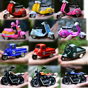 摩托车跑车踏板车玩具模型，合金小车男孩，三轮回力滑行儿童玩具车