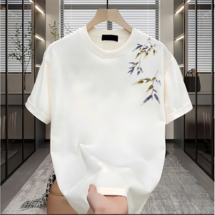夏季中国风纯棉男士短袖t恤国潮设计感宽松休闲百搭半袖上衣