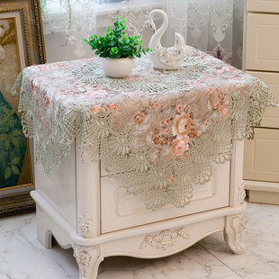 欧式美式现代蕾丝厚花边床头柜，盖布桌布茶几，布冰箱(布冰箱)空调盖布防尘罩