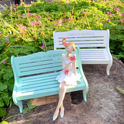 花园阳台庭院微景观木质小椅子摆设客厅玄关，装饰摆件吊脚娃娃坐椅