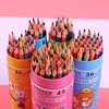 无铅毒环保油性彩色铅笔48色学生，绘画文具儿童，木制原木筒装铅笔