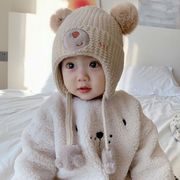 宝宝帽子秋冬季男女儿童毛线帽婴儿帽冬款护耳棉帽防风男童冬季帽