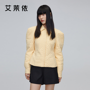 艾莱依冬季短款外套，时尚修身大牌鸭绒设计感羽绒服女