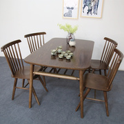 北欧风格日式原木色胡桃色长方形水曲柳餐桌椅组合小户型饭桌