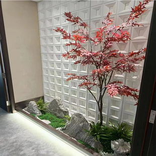 仿真枫树红枫树造景餐厅室内绿化日式景观，假树大型落地花艺装饰