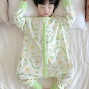 巴拉巴柆韩系儿童男宝宝睡袋秋冬款连体双拉链睡衣卡通家居服
