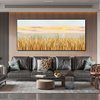 简约现代风景画大气横版客厅沙发手绘油画抽象大幅装饰画(稻香)