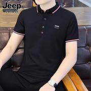 Jeep吉普夏季短袖polo衫男士体恤潮流黑色休闲衣服半袖t恤男