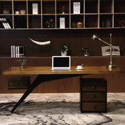 实木办公桌现代简约工业风老板桌总裁桌台式电脑桌家用loft书桌