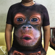 搞笑大猩猩短袖t恤男夏季3d立体猴子，体恤大码半袖冰丝薄款衣服潮