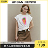 UR2024春季女装休闲趣味印花绑结设计感蝙蝠袖T恤UWL440041