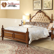 威灵顿美式乡村床实木床简约欧式床1.5米双人床真皮公主床A602-16