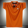 男士2024夏季短袖t恤带领潮，胖子纯棉上衣，橙色简约大码polo衫
