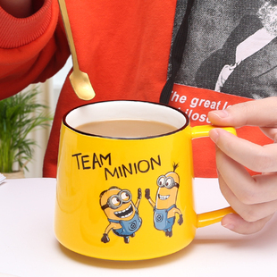 小黄人马克杯儿童水杯夏季男孩家用喝水杯子可爱咖啡杯卡通陶瓷杯