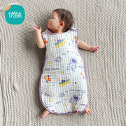 婴儿睡袋夏季薄款0-6月宝宝无袖背心式纯棉纱布儿童防踢被空调房
