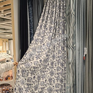 宜家国内多菲布勒窗帘2幅145x250厘米纯棉，遮光花卉图案成品