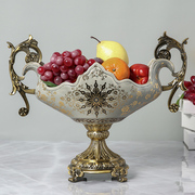 别墅样板房现代奢华合金陶瓷，大水果盘欧式美式客厅茶几软装饰品