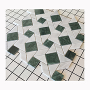 白绿石材马赛克墙贴三角拼图大花，绿菱形浴室，卫生间吧台厨房地砖