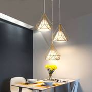 北欧现代简约餐厅灯吊灯，三头创意个性单头吧台，小灯具钻石铁艺