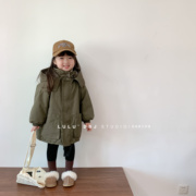 豆包君冬季韩版儿童加厚毛毛，外套棉服男女童，中长款工装保暖棉衣