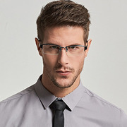 纯钛眼镜框男半框近视眼镜商务眼睛框镜架男超轻黑色眼镜架119