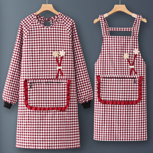 围裙2023纯棉长袖罩衣家用厨房网红时尚做饭商用餐饮工作服女