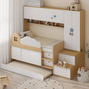 考拉森林多功能储物儿童半高床单人床上床下柜带带抽床男女孩套房
