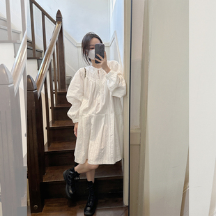 金苏一 白色蕾丝连衣裙2024夏季韩版宽松仙女裙chic气质长袖裙子