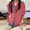 市舶司简约显气质 韩国女装2024冬装时尚褶裥polo领纯色衬衫