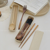 日式木筷子勺子餐具，三件套装叉子收纳盒家用上班族，学生单人装便携