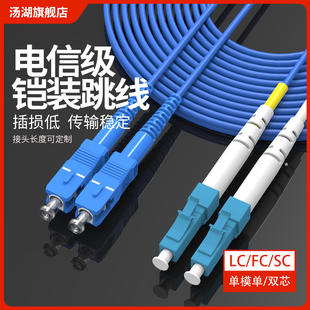 汤湖 3米LC-LC防鼠SCFC铠装光纤跳线单模双芯单芯尾纤长度接头5米10米15米电信级（单模双/单芯）
