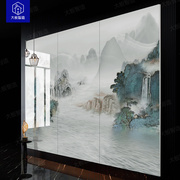 轻奢连纹岩板1200x2700新中式大板瓷砖别墅，山水客厅电视背景墙砖