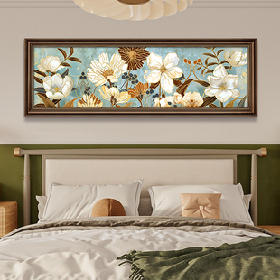 美式主卧床头装饰画卧室，挂画老人房复古花卉，油画欧式壁画高级感
