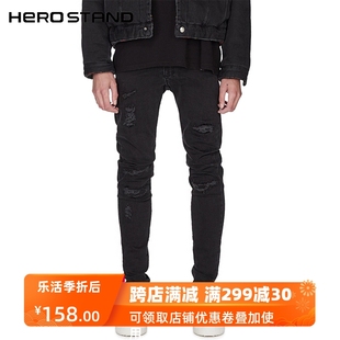 #hs高品质22fwdenim纯黑色，不露皮磨损破坏弹力，修身小脚牛仔裤潮