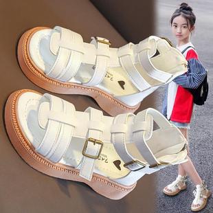 巴拉巴柆韩系韩系女童罗马凉鞋夏款2024儿童公主凉拖中大童女