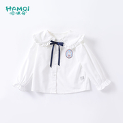 女童秋季衬衫2023宝宝娃娃，领学院风衬衣，甜美小中儿童法式上衣
