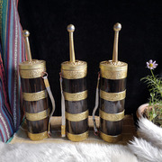 厂藏式样板间装饰品 藏族特色小型装饰酥油桶 西藏酥油镶雕花铜库