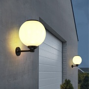 太阳能户外壁灯现代简约防水别墅庭院灯门口室外圆球形露台外墙灯