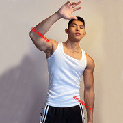 keyi两件装夏季美式男式纯棉螺纹工字，背心男健身运动无袖方领背心